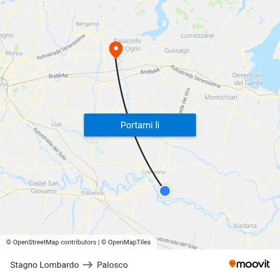 Stagno Lombardo to Palosco map