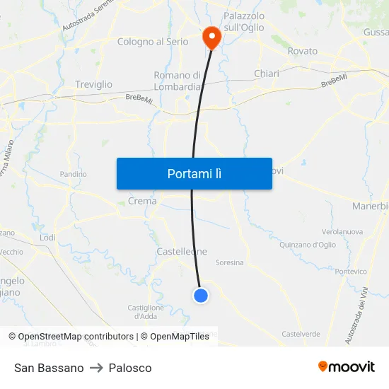San Bassano to Palosco map