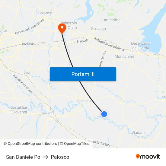 San Daniele Po to Palosco map