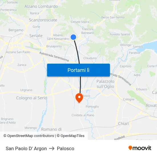 San Paolo D' Argon to Palosco map