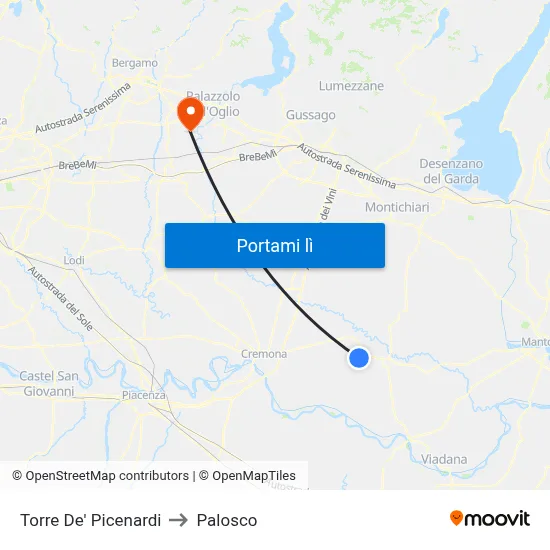 Torre De' Picenardi to Palosco map