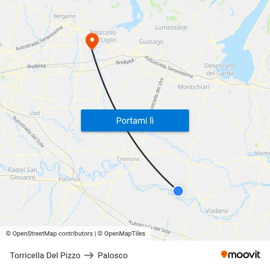 Torricella Del Pizzo to Palosco map