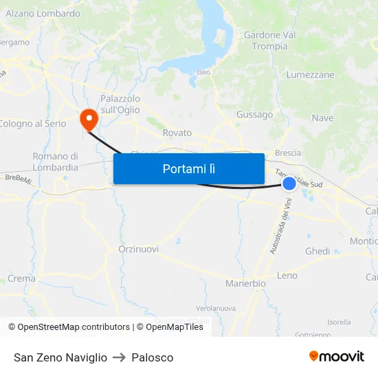 San Zeno Naviglio to Palosco map