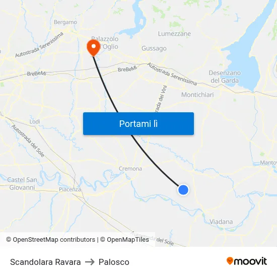 Scandolara Ravara to Palosco map