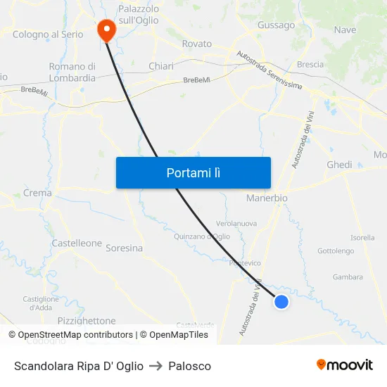 Scandolara Ripa D' Oglio to Palosco map