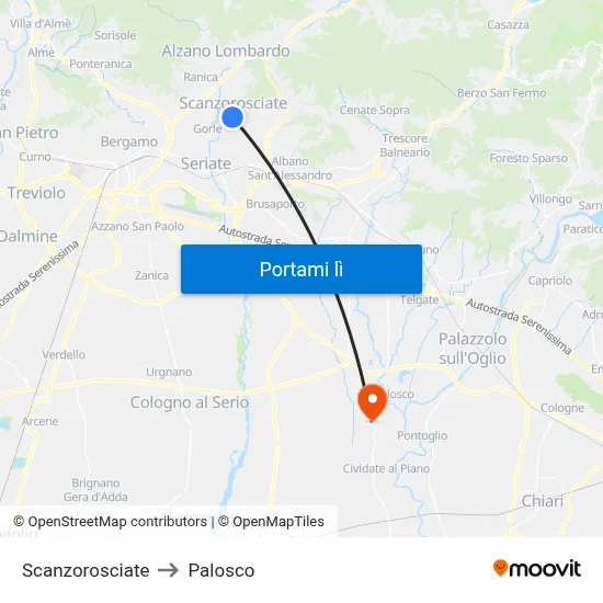Scanzorosciate to Palosco map