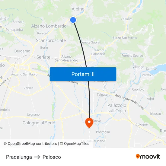 Pradalunga to Palosco map