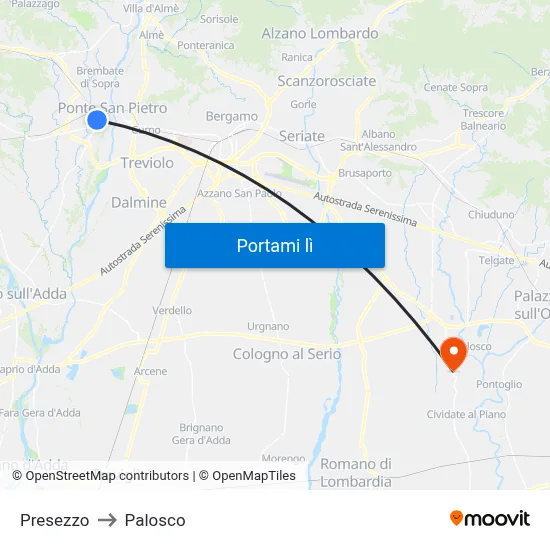 Presezzo to Palosco map