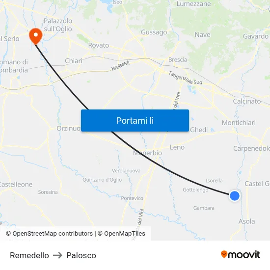 Remedello to Palosco map