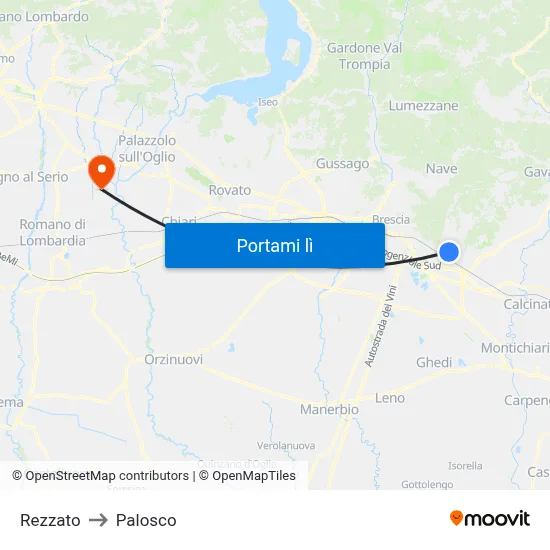 Rezzato to Palosco map