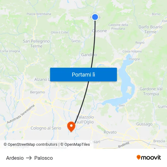 Ardesio to Palosco map