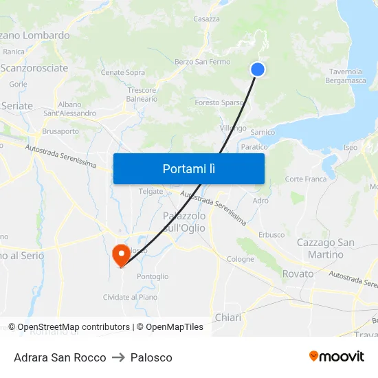 Adrara San Rocco to Palosco map