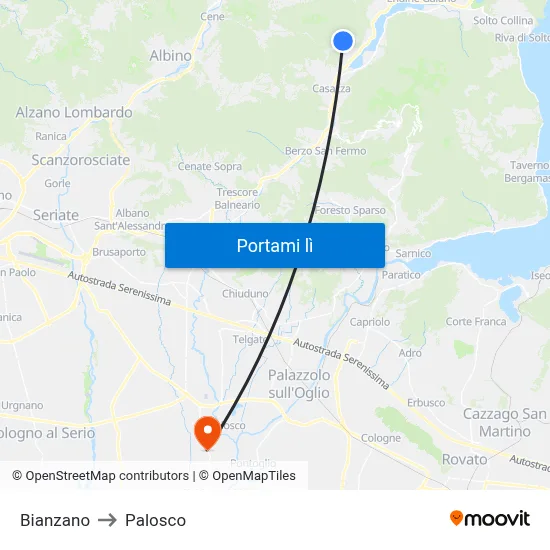 Bianzano to Palosco map