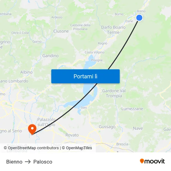 Bienno to Palosco map