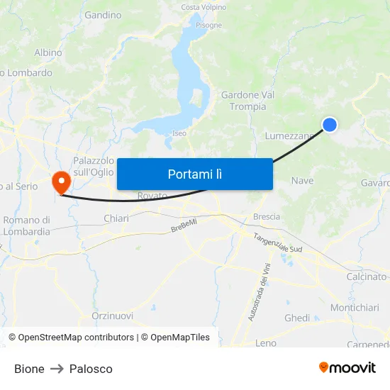 Bione to Palosco map