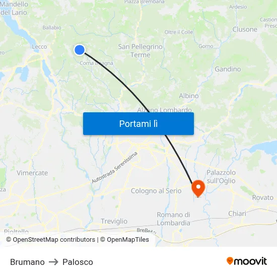 Brumano to Palosco map