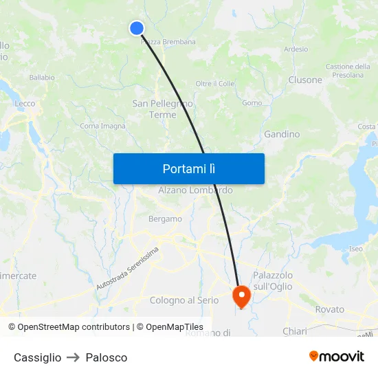 Cassiglio to Palosco map