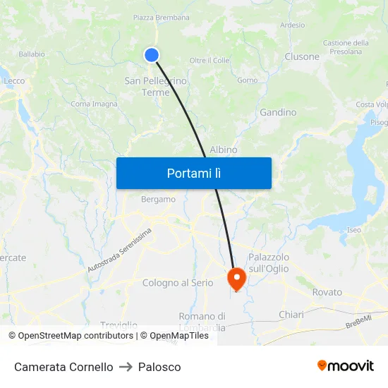 Camerata Cornello to Palosco map