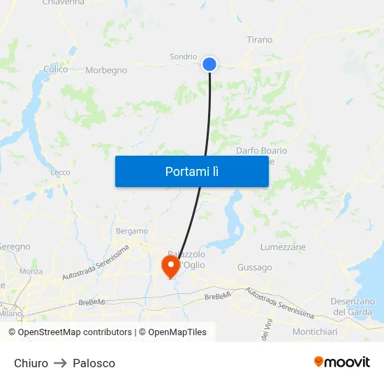 Chiuro to Palosco map