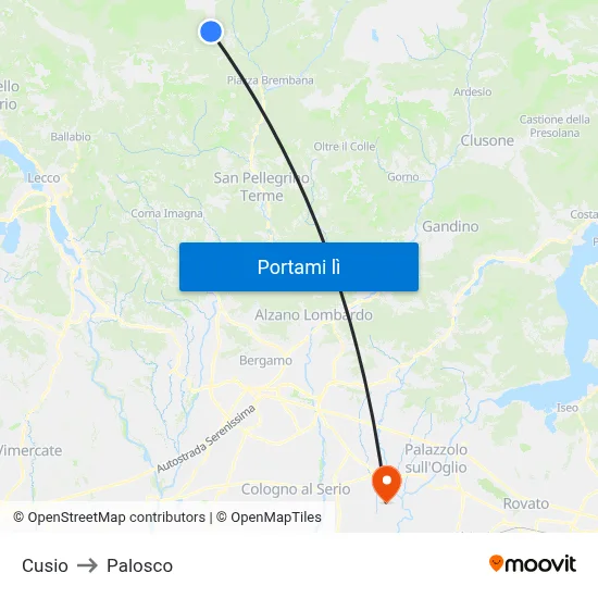 Cusio to Palosco map