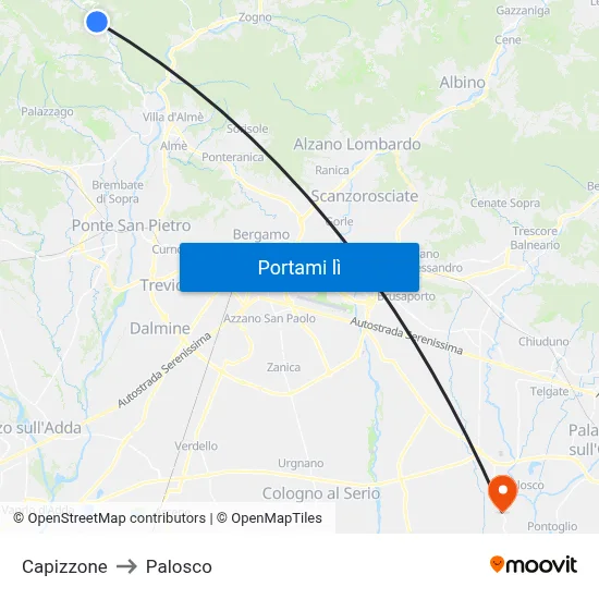 Capizzone to Palosco map