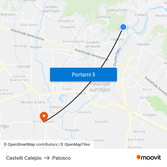 Castelli Calepio to Palosco map