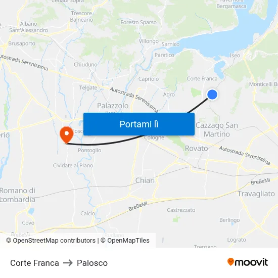 Corte Franca to Palosco map