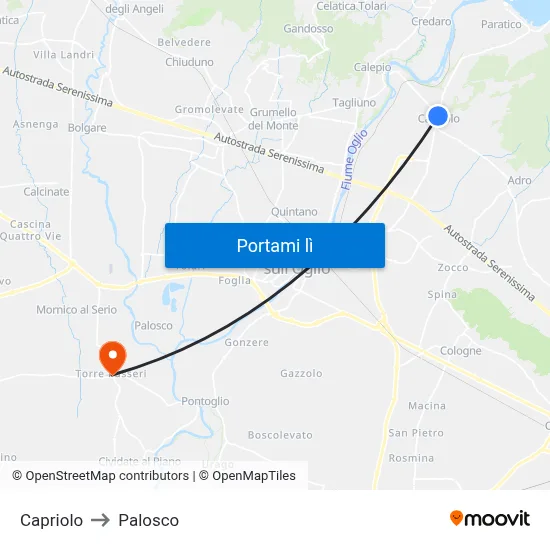 Capriolo to Palosco map