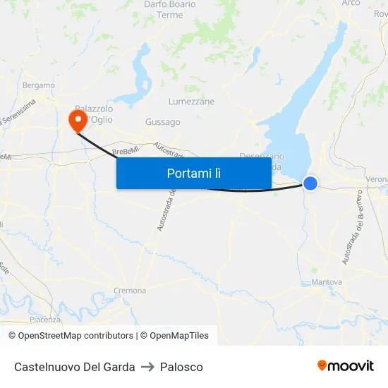 Castelnuovo Del Garda to Palosco map