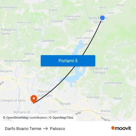 Darfo Boario Terme to Palosco map