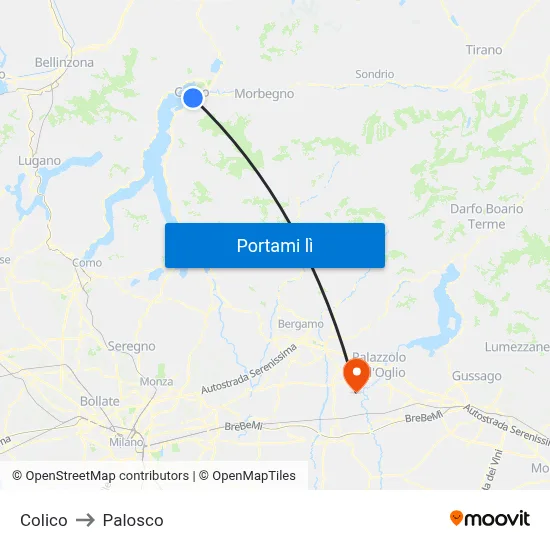 Colico to Palosco map