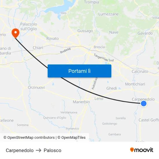 Carpenedolo to Palosco map