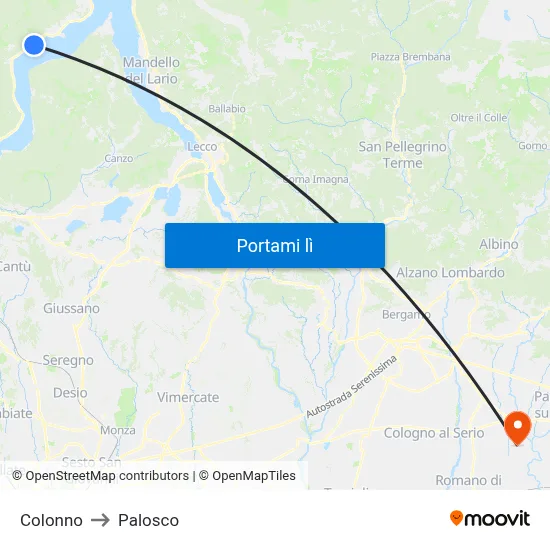 Colonno to Palosco map
