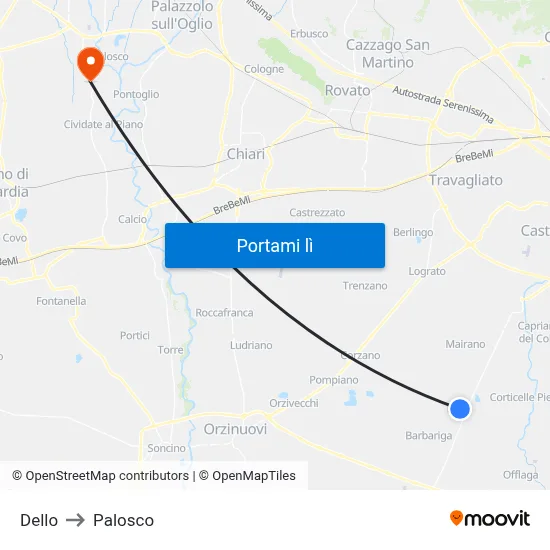 Dello to Palosco map