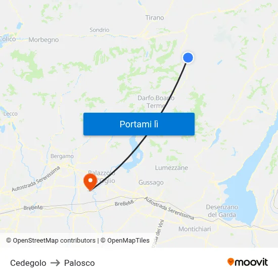 Cedegolo to Palosco map