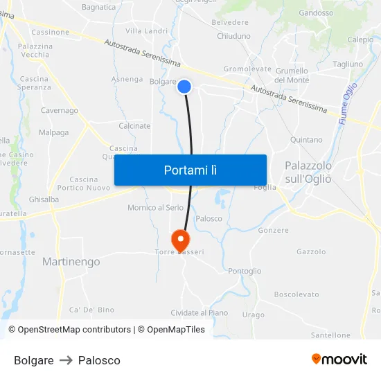 Bolgare to Palosco map