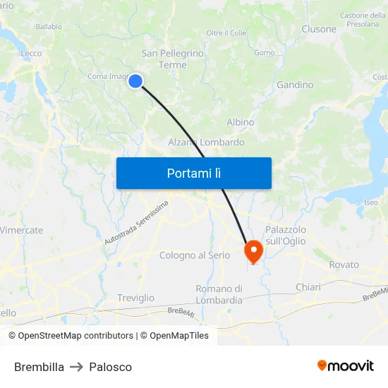 Brembilla to Palosco map