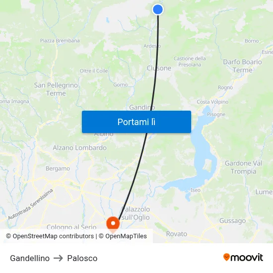 Gandellino to Palosco map