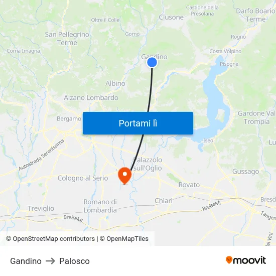 Gandino to Palosco map