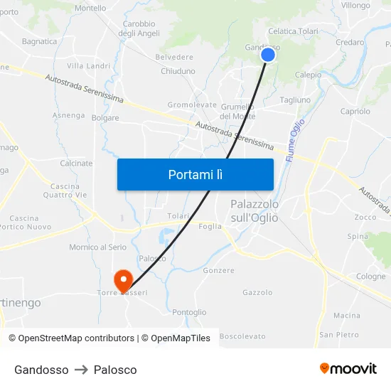 Gandosso to Palosco map