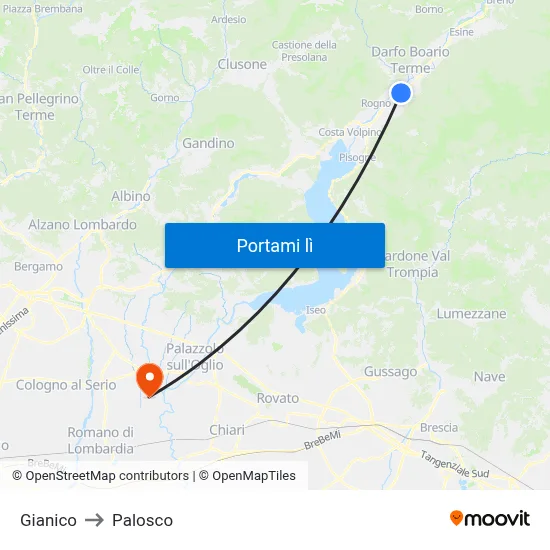 Gianico to Palosco map