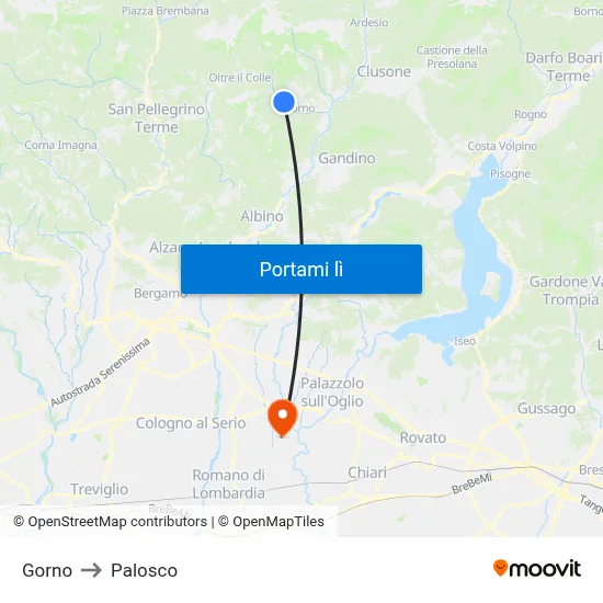 Gorno to Palosco map