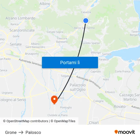 Grone to Palosco map