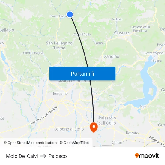 Moio De' Calvi to Palosco map