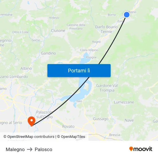 Malegno to Palosco map
