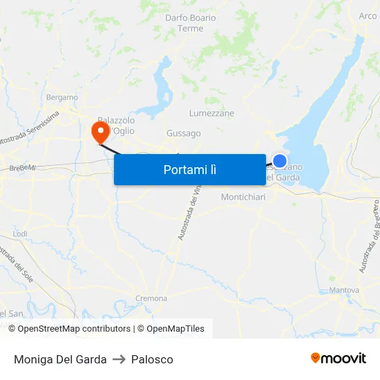 Moniga Del Garda to Palosco map