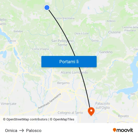 Ornica to Palosco map