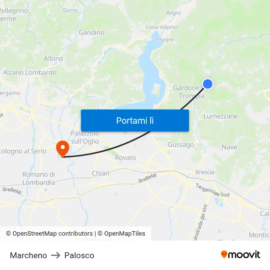 Marcheno to Palosco map