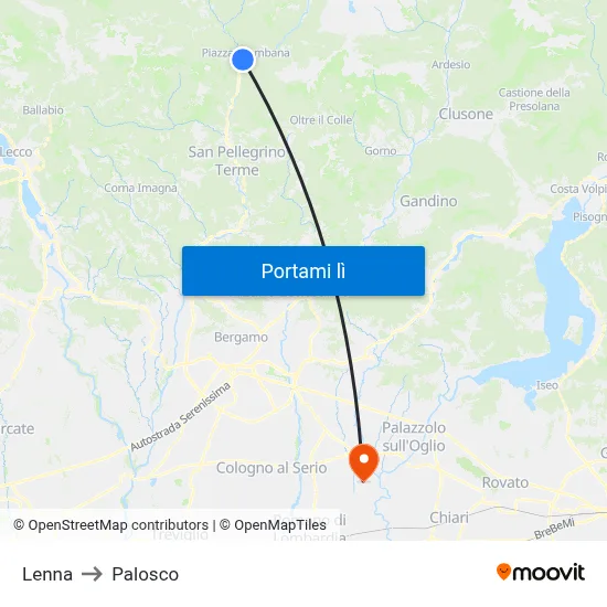 Lenna to Palosco map