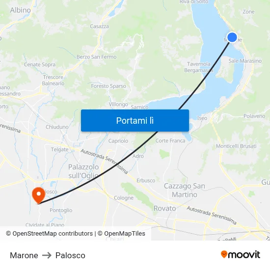 Marone to Palosco map